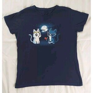 Tee Turtle Sailor Moon Women's Small Cat's Graphic Dark Blue T-Shirt